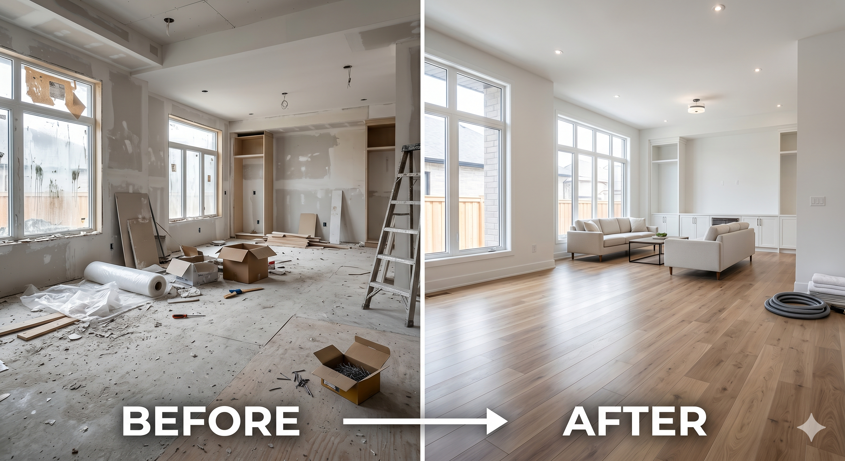 Post-Construction Cleaning Before and After